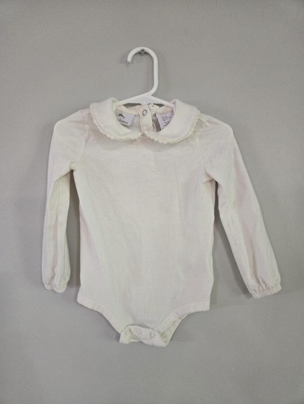 Tommy Bahama Baby Girls Ivory Peter Pan Collar Bodysuit Size 18M